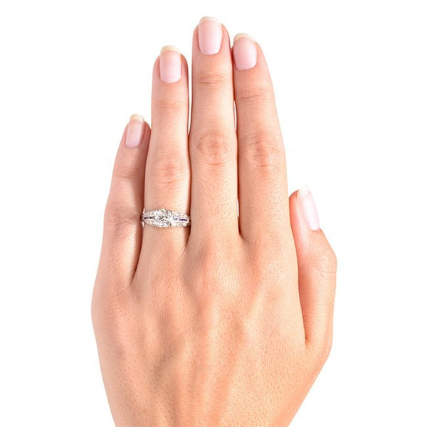 Art Deco Diamond Sapphire Engagement Ring | Quincy