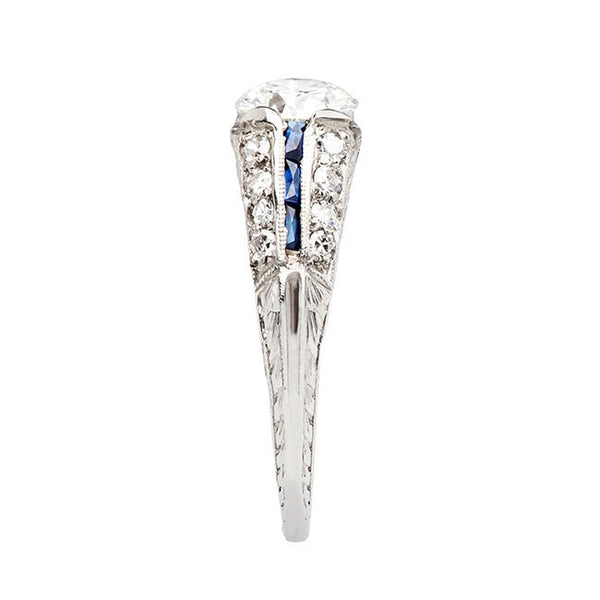 Art Deco Diamond Sapphire Engagement Ring | Quincy