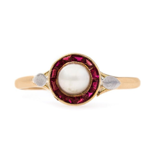 French Pearl Ring with Ruby Accents | Red Roof from Trumpet & Horn