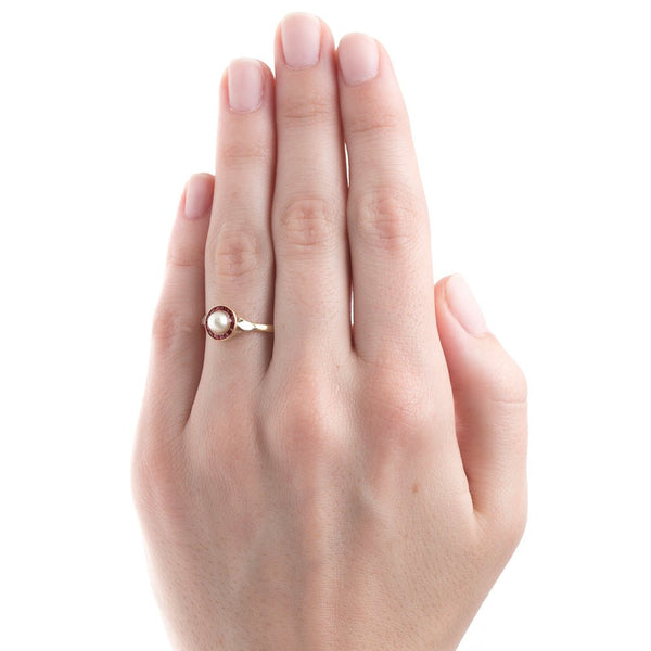 French Pearl Ring with Ruby Accents | Red Roof from Trumpet & Horn