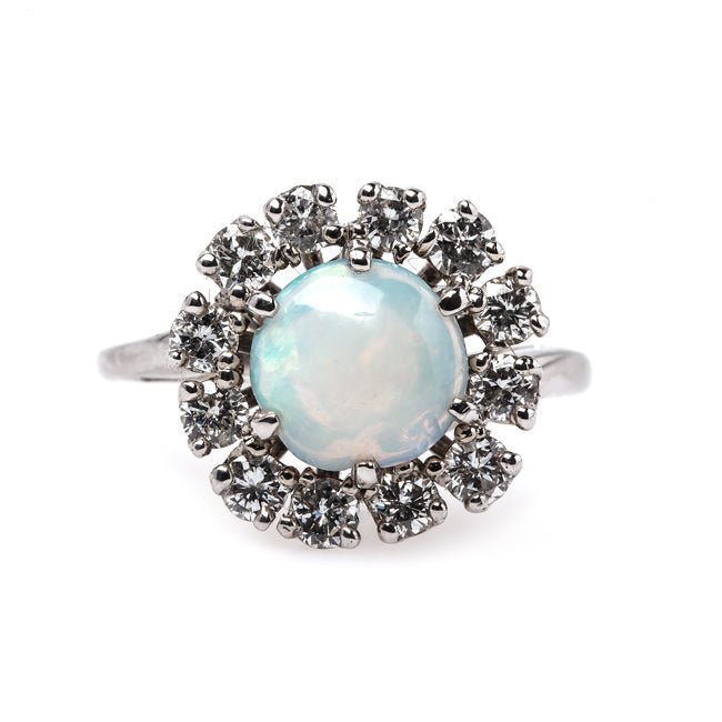 Classic Mid-Century Opal Engagement Ring with Diamond Halo | Pleasant Hill from Trumpet & Horn