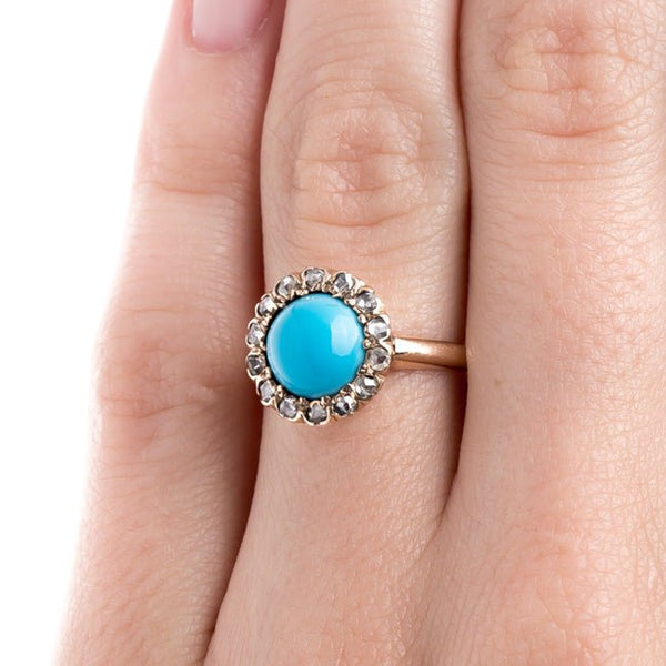Striking Turquoise Ring with Diamond Halo | Robbinsville from Trumpet & Horn