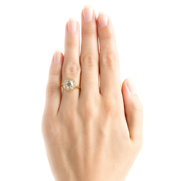 Showstopping Victorian Era 18k Yellow Gold Diamond Halo Ring | Rockbluff from Trumpet & Horn