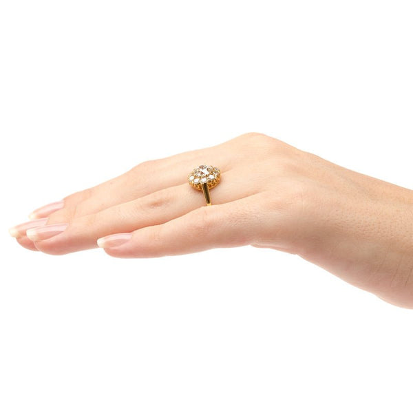 Showstopping Victorian Era 18k Yellow Gold Diamond Halo Ring | Rockbluff from Trumpet & Horn