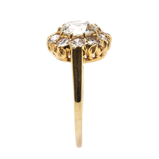 Showstopping Victorian Era 18k Yellow Gold Diamond Halo Ring | Rockbluff from Trumpet & Horn