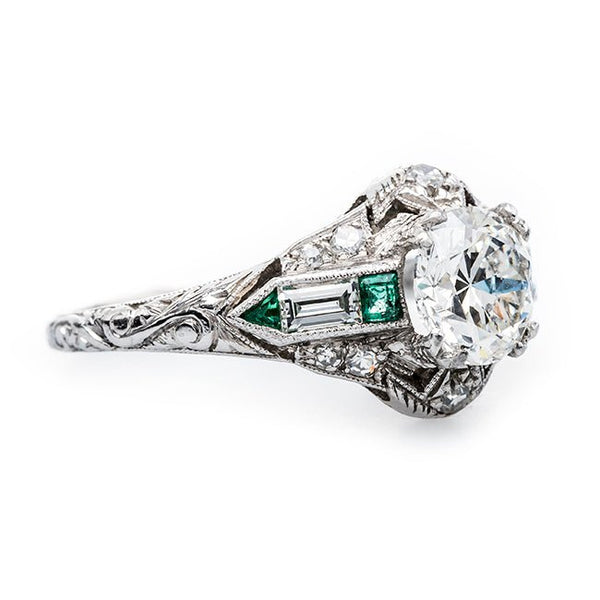 Gorgeous Art Deco Ring with Emerald Accents | Rosewood from Trumpet & Horn