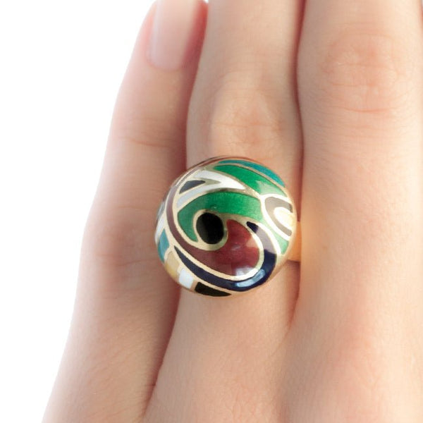Rothbury mid-century vintage enamel cocktail ring from Trumpet & Horn