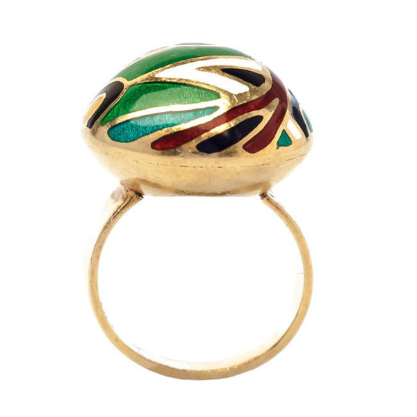 Rothbury mid-century vintage enamel cocktail ring from Trumpet & Horn