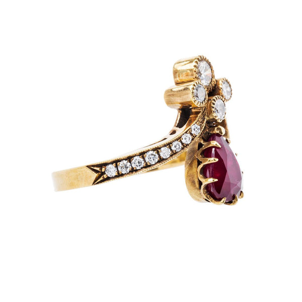 Ruby Tiara Ring | Vintage Inspired Victorian Engagement Ring