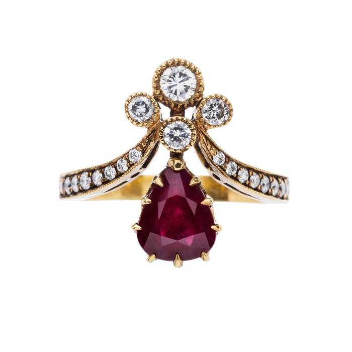 Ruby Tiara Ring | Vintage Inspired Victorian Engagement Ring