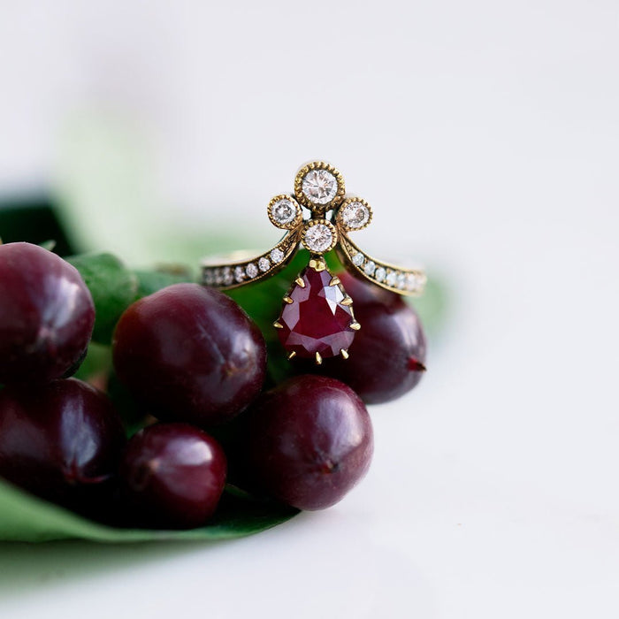 Ruby Tiara Ring | Vintage Inspired Victorian Engagement Ring