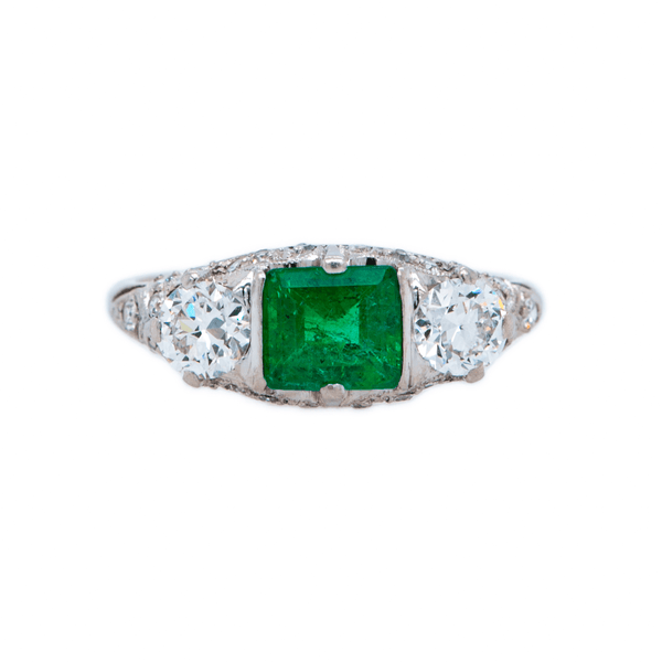 A stunning Art Deco era platinum emerald ring circa 1920 | Ryrie