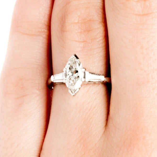 Vintage Simple Marquise Diamond Engagement Ring | Sandpiper from Trumpet & Horn