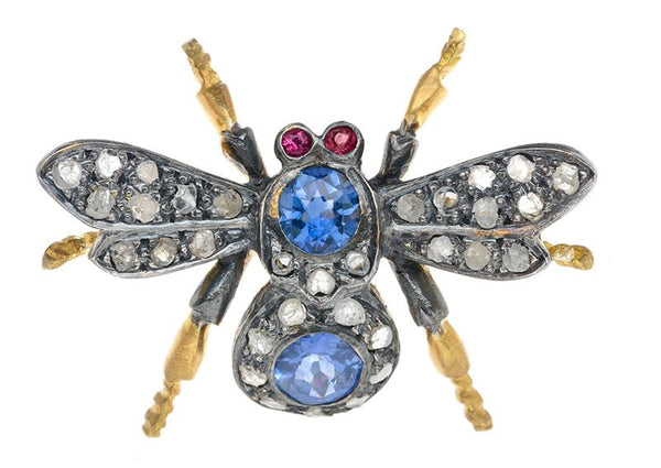 Sapphire & Diamond Insect Pin