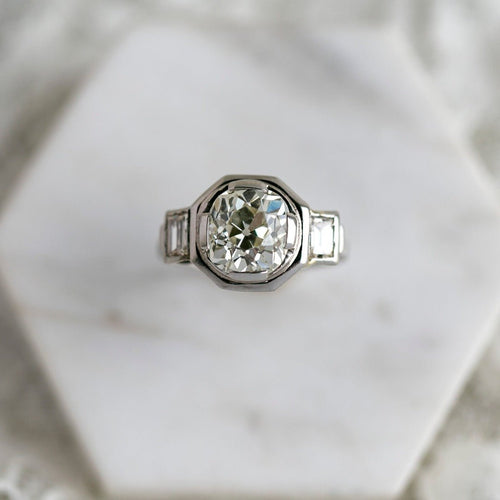 Vintage Octagonal Art Deco 3.68ct Old Mine Cut Diamond Ring | Sartell