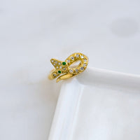 Diamond Encrusted Victorian Inspired Snake Ring with Emerald Eyes | Emerald Serpentine