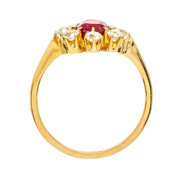 Vibrant Fiery Spinel with Old Mine Cut Diamond Halo | Seville from Trumpet & Horn