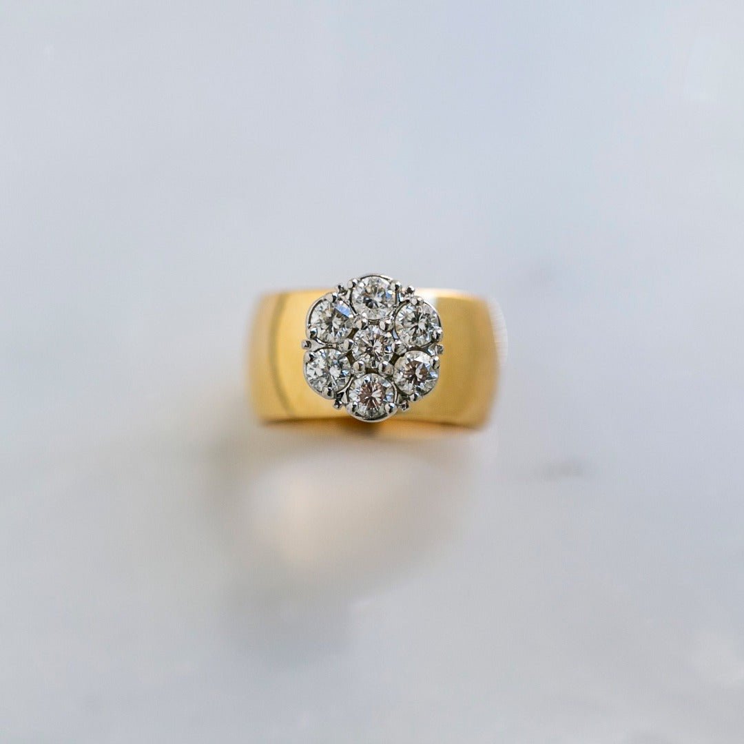 Two-Tone Vintage Cigar Band with 1.00ctw Diamond Cluster | Shadowlawn
