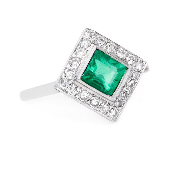 Delightful Emerald and Diamond Art Deco Engagement Ring | Shamrock from Trumpet & Horn