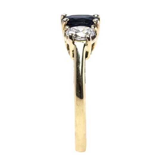 Timeless Three-Stone Engagement Ring with Sapphire Center | Shell Harbor from Trumpet & Horn
