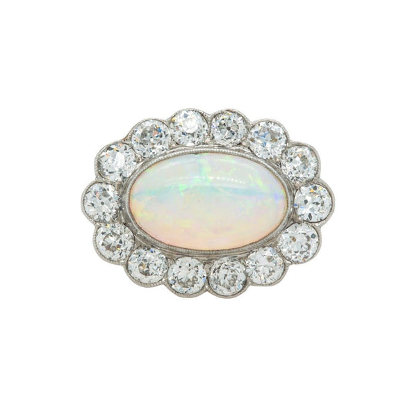 Colorful Edwardian East West Opal & Diamond Halo Ring | Shellharbour ...