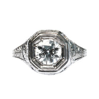 Silverton vintage Edwardian era Old European Cut diamond solitaire engagement ring from Trumpet & Horn