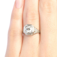 Silverton vintage Edwardian era Old European Cut diamond solitaire engagement ring from Trumpet & Horn