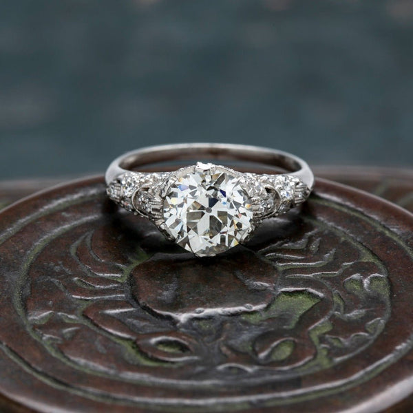 A Sensational Art Deco Platinum and EGL Certified 2.19cts Diamond Engagement Ring