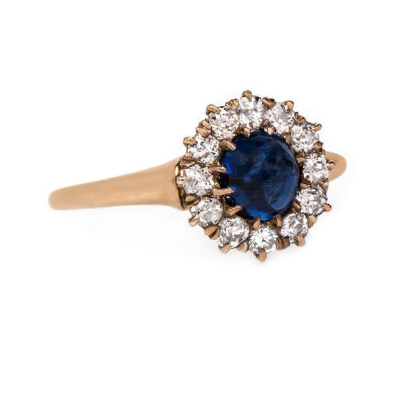 Vintage Victorian Era Sapphire Ring with Old Mine Cut Diamond Halo | Somerton from Trumpet & Horn
