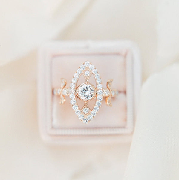 Vintage Inspired 18K Rose Gold Ring with Diamonds | Moulin Rouge from Trumpet & Horn | Photo by Sophie Epton