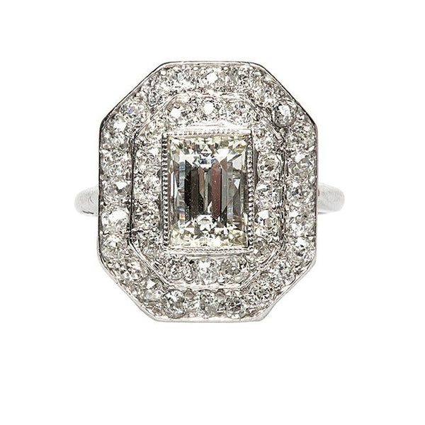 Vintage Diamond Halo Art Deco Engagement Ring