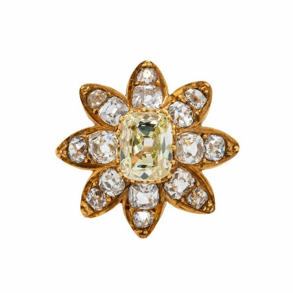 Radically Unique & Large Flower-Shaped 18k Gold Victorian Diamond Cluster Ring | Starling