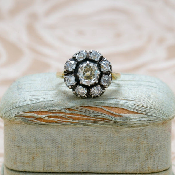 Silver-Topped Gold Old Mine Cut Diamond Cluster Ring | Stirling Castle