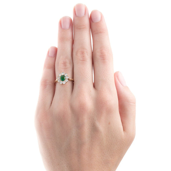 Unique Emerald and Sapphire Halo Ring | Stratton from Trumpet & Horn