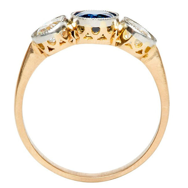 antique edwardian sapphire three stone engagement ring 