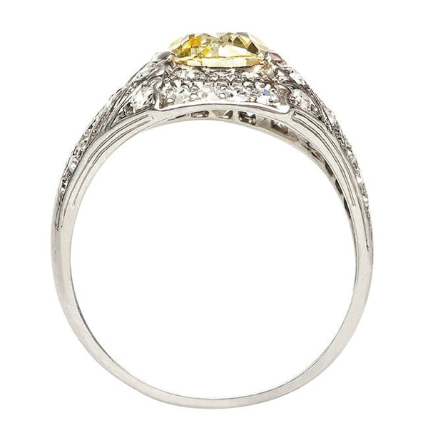 Sun Valley Vintage Fancy Yellow Diamond Engagement Ring from Trumpet & Horn