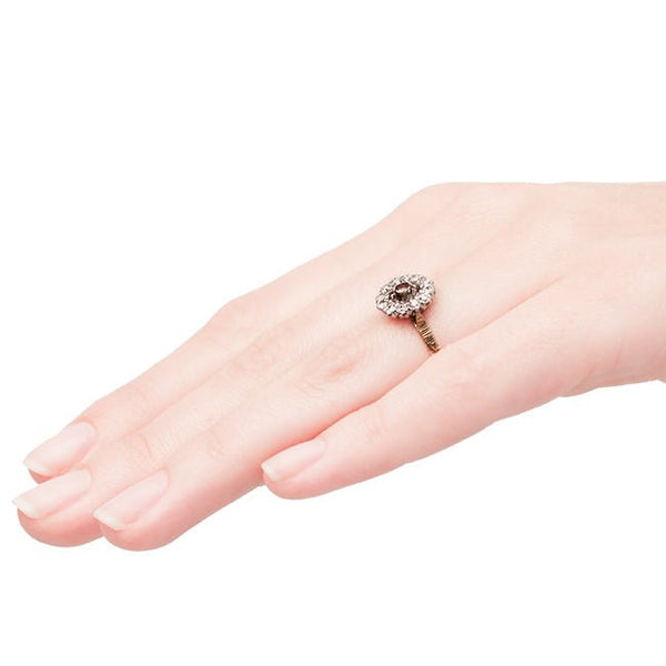 vintage light brown diamond halo engagement ring