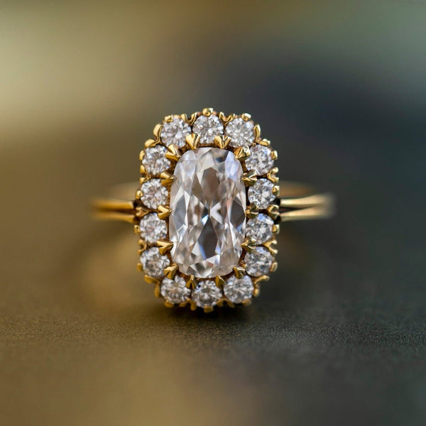 Stunning Elongated Cushion Diamond Halo Engagement Ring | Terrace Park