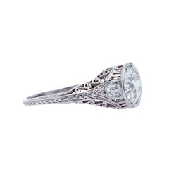 A Romantic Edwardian Platinum and EGL Certified Diamond Engagement Ring