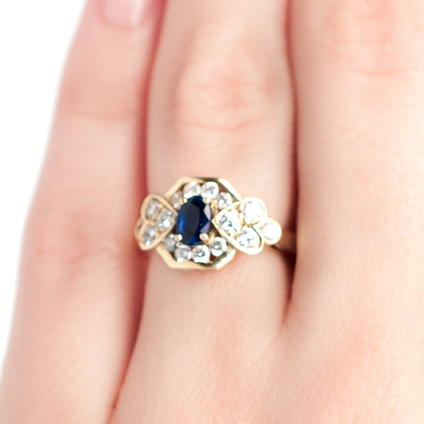 Vintage 1980's Sapphire and Diamond Ring with 18K Gold Shank | Thousand Oaks from Trumpet & Horn