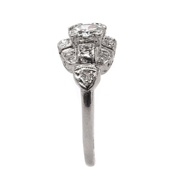 Classic Art Deco Era Platinum Vintage Engagement Ring with Old European Cut Diamond Center | Tottenham 