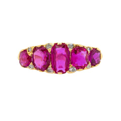 Fabulous Victorian Era Five-Stone Burmese Ruby Ring Unheated Rubies | Trocadero at Trumpet & Horn