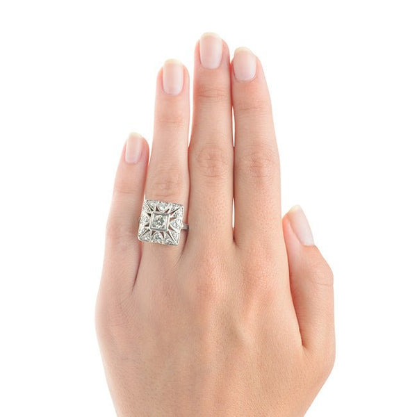 Edwardian Square Heart Diamond Cocktail Ring | Tulane from Trumpet & Horn