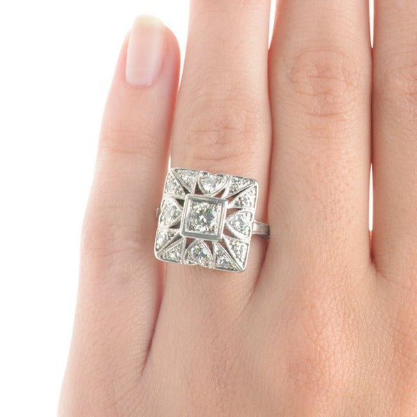 Edwardian Square Heart Diamond Cocktail Ring | Tulane from Trumpet & Horn