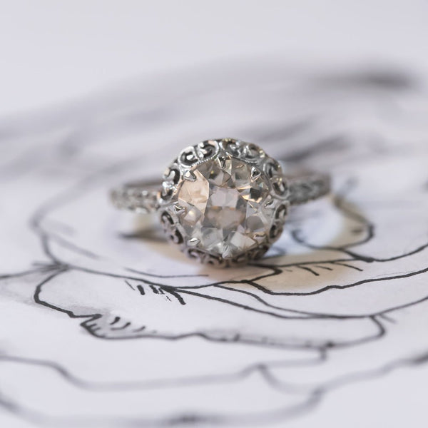 Beautifully Detailed Edwardian Era Solitaire Engagement Ring | Abingsworth from Trumpet & Horn
