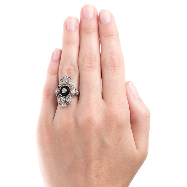 Edwardian Navette Ring with Onyx Accent | Upminster from Trumpet & Horn