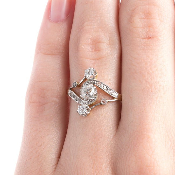 Authentic Edwardian Era Engagement Ring with Old Mine Cut Diamonds | Vail from Trumpet & Horn