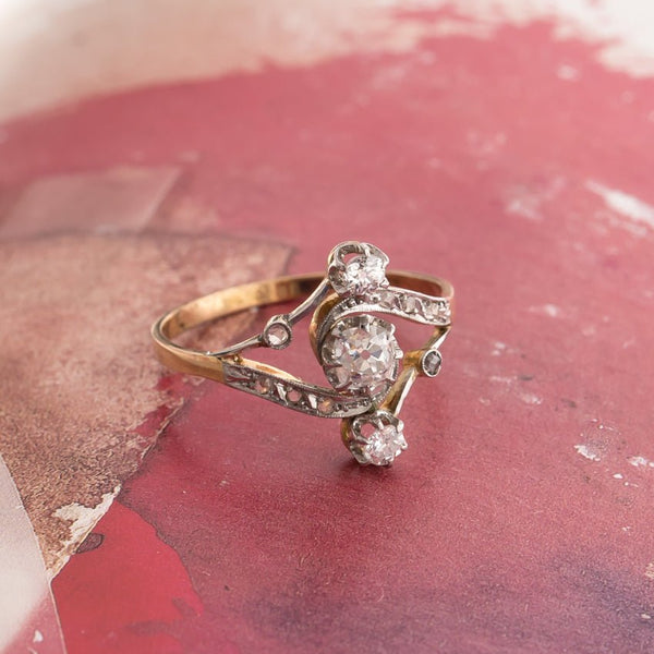 Authentic Edwardian Era Engagement Ring with Old Mine Cut Diamonds | Vail from Trumpet & Horn
