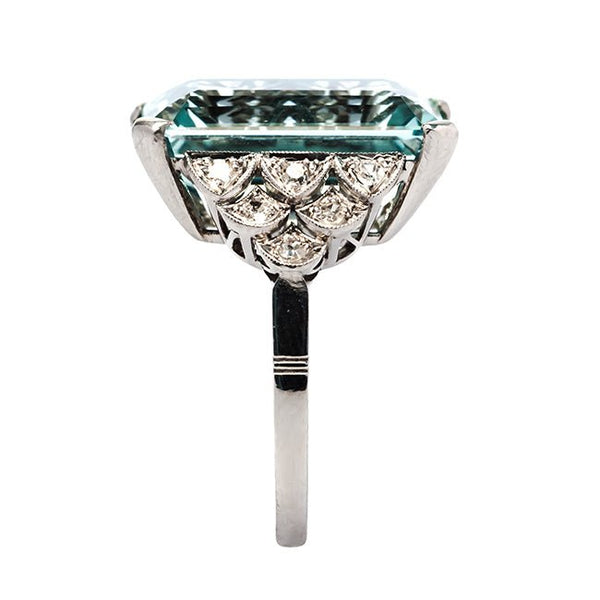 Valley Falls vintage Art Deco aquamarine and diamond ring from Trumpet & Horn