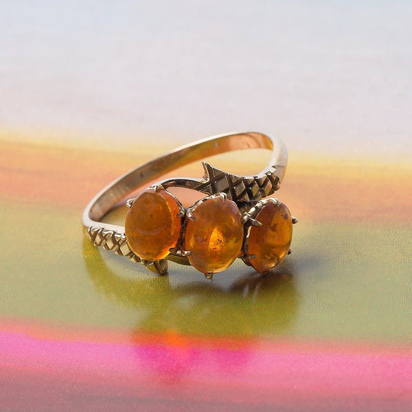 Unsual Retro Era Cabochan Fire Opal Cocktail Ring | Valleyheart from Trumpet & Horn